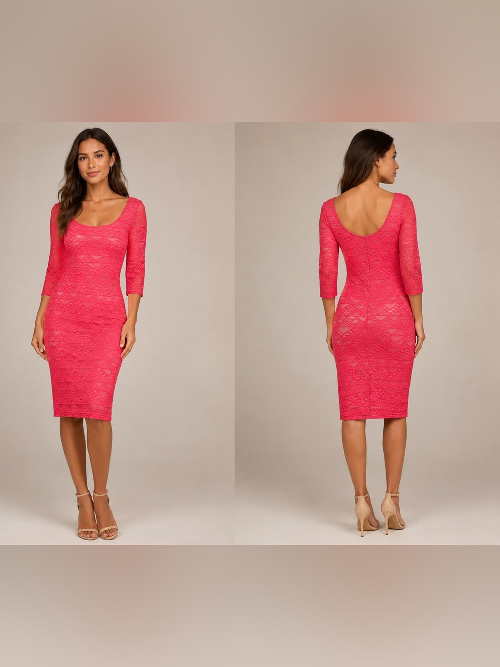 Fire Los Angeles Hot Pink Lace Scoop-Back Sheath Dress